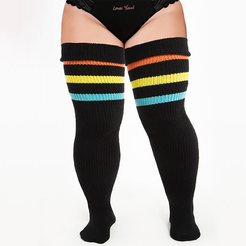 Chaussettes hautes côtelées confortables - Noir-B - One Size - image 7