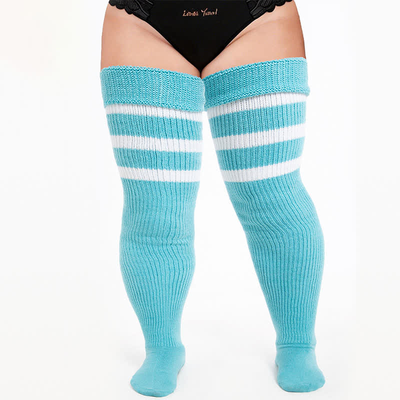 Chaussettes hautes côtelées confortables - Bleu-B - One Size - image 1