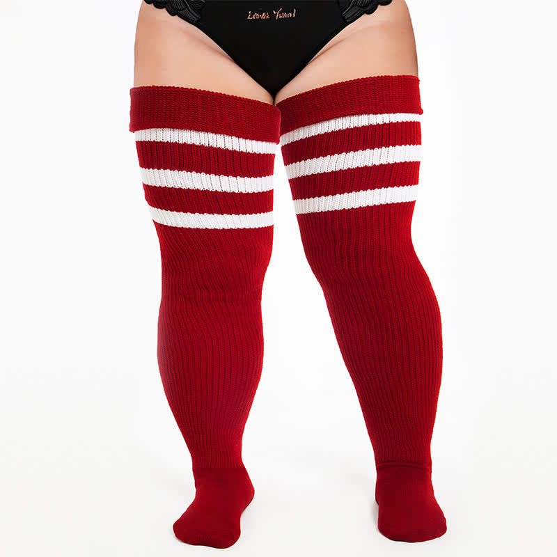 Chaussettes hautes côtelées confortables - Vin - One Size - image 10