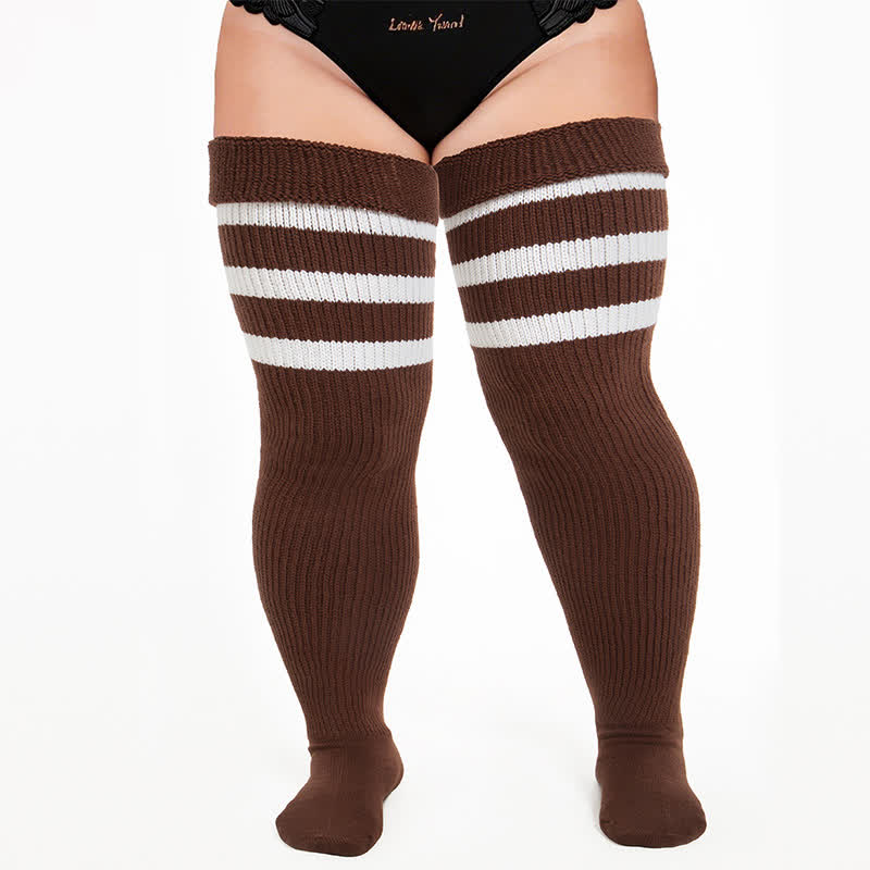 Chaussettes de sport côtelées montantes - Café - One Size - Avec sangle élastique - image 8