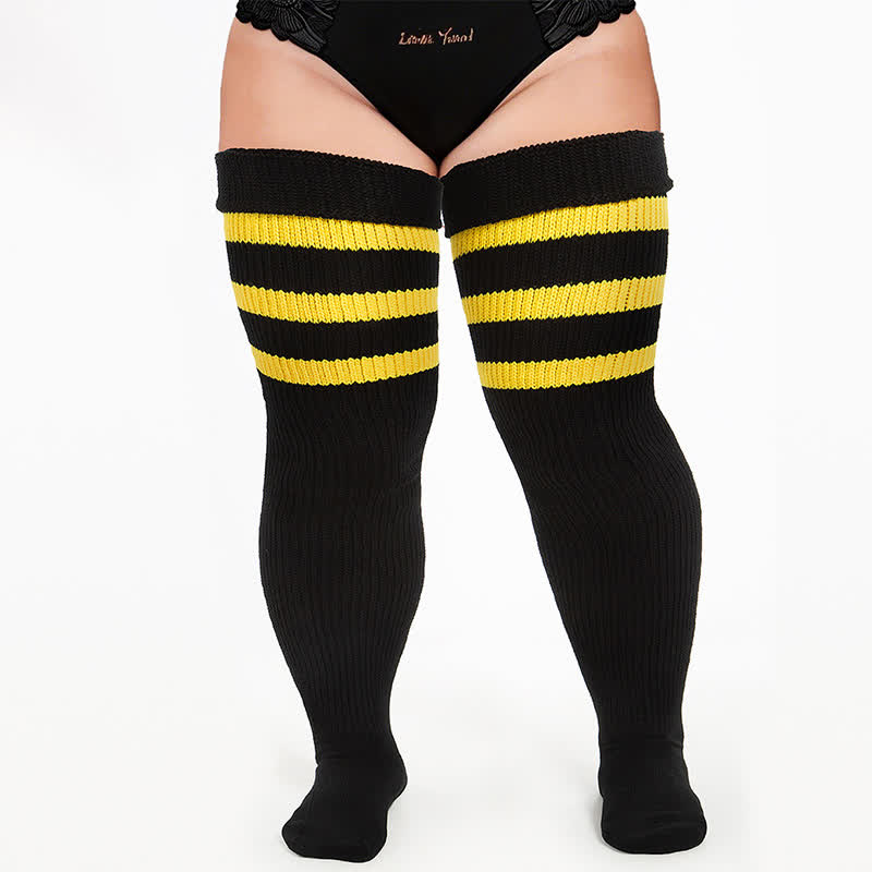 Chaussettes de sport côtelées montantes - Noir-B - One Size - Avec sangle élastique - image 4