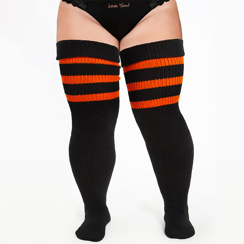 Chaussettes de sport côtelées montantes - Noir-A - One Size - Avec sangle élastique - image 1
