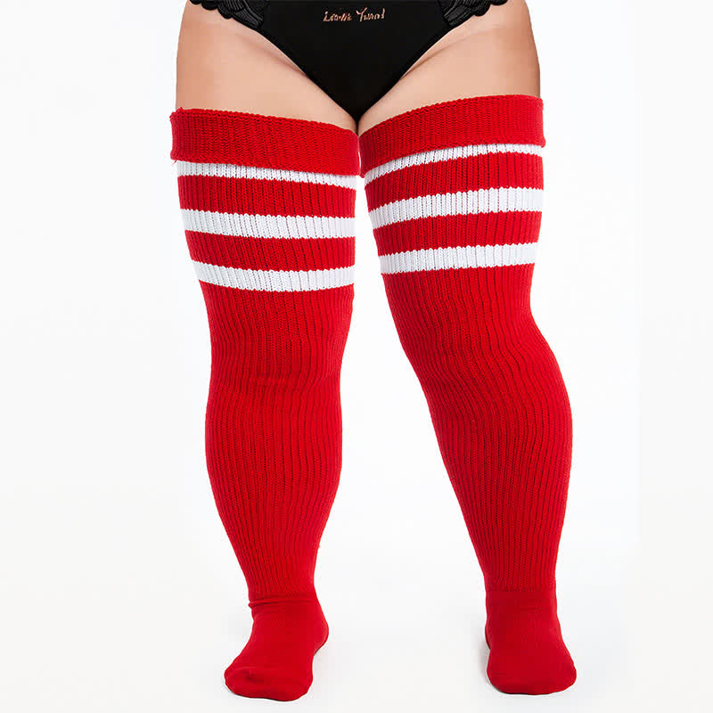 Chaussettes de sport côtelées montantes - Rouge-A - One Size - Avec sangle élastique - image 0