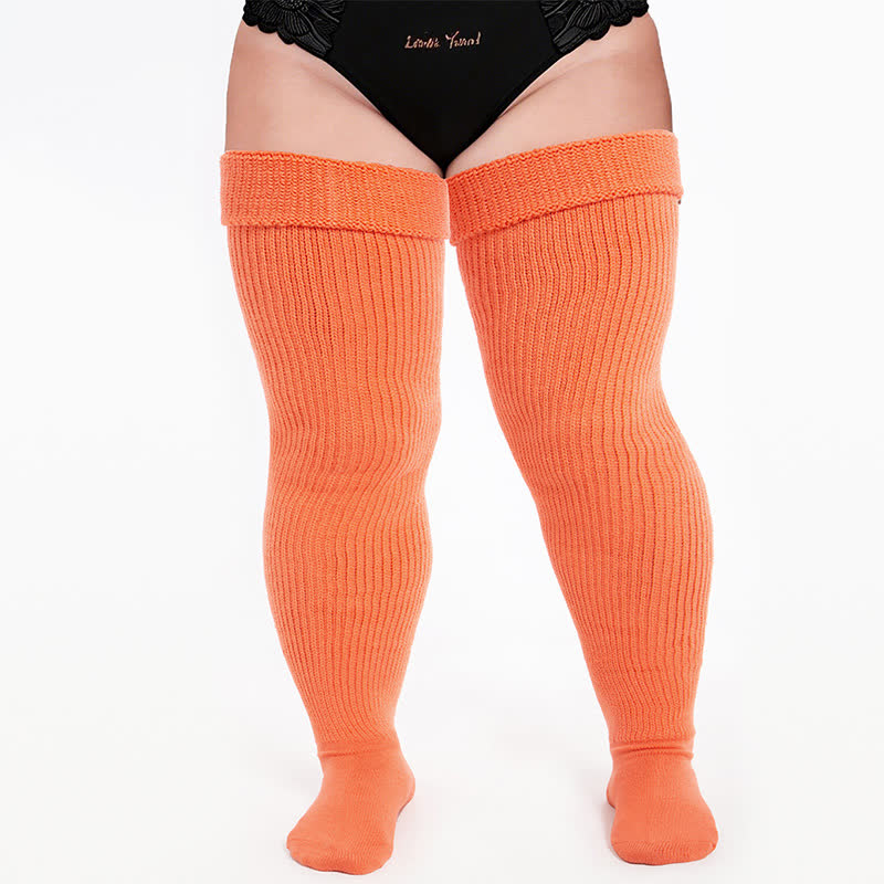 Chaussettes de sport côtelées montantes - Orange - One Size - Avec sangle élastique - image 10