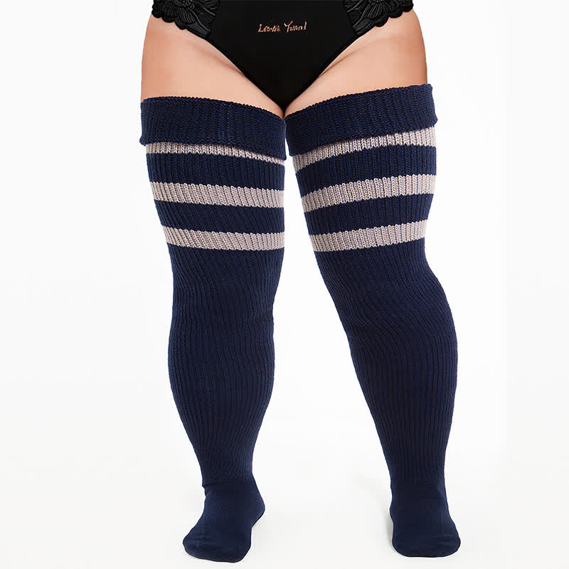 Chaussettes de sport côtelées montantes - Bleu marine - One Size - Avec sangle élastique - image 9