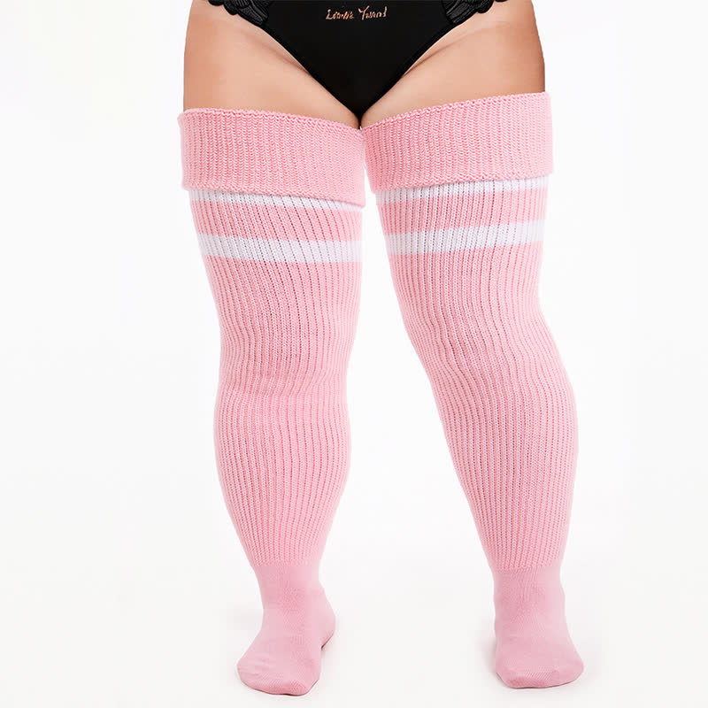 Chaussettes de sport côtelées montantes - Rose clair-A - One Size - image 6