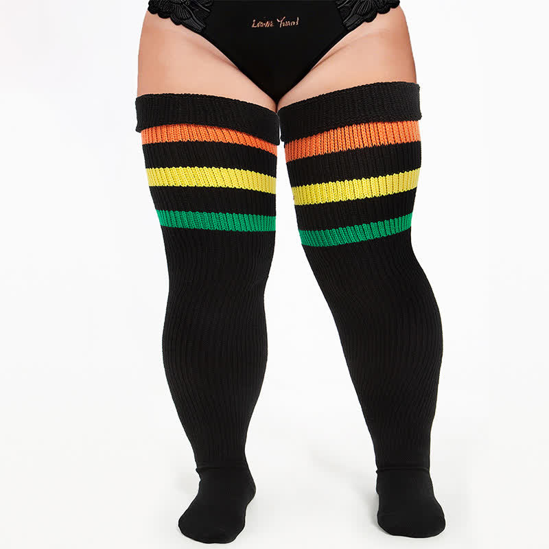 Chaussettes de sport côtelées montantes - Noir-C - One Size - Avec sangle élastique - image 7