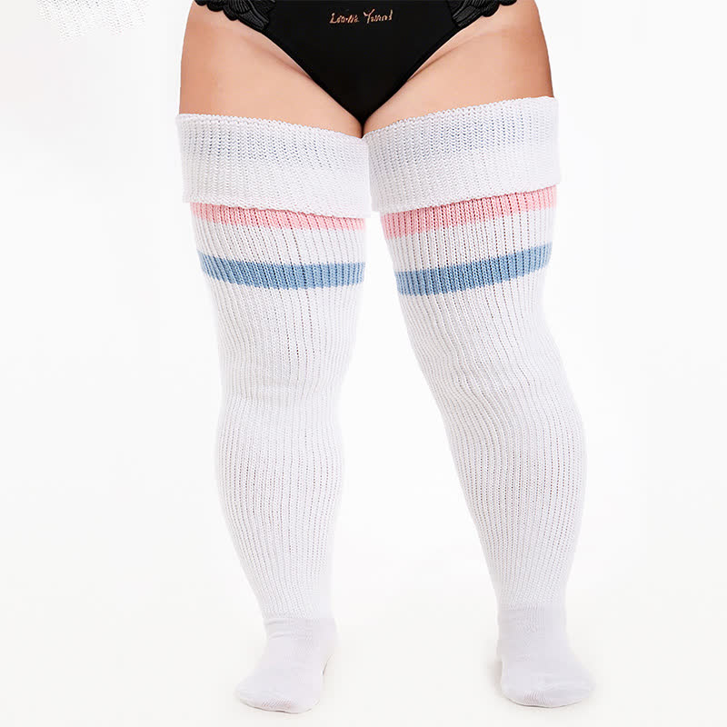 Chaussettes de sport côtelées montantes - Blanc - One Size - Avec sangle élastique - image 5