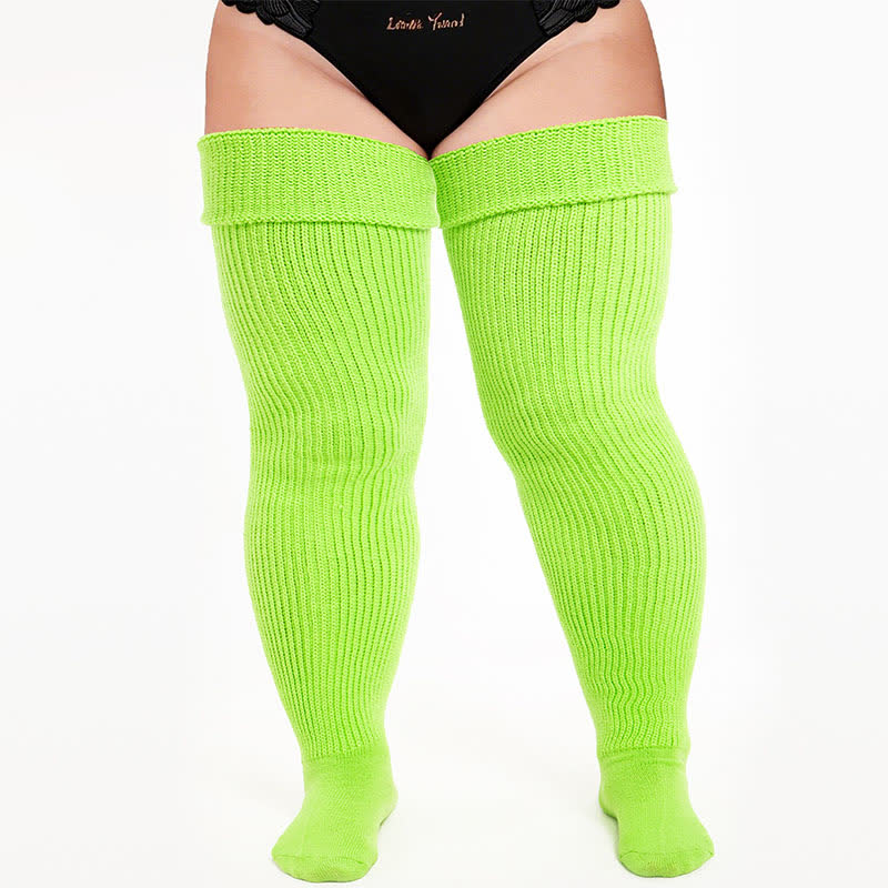 Chaussettes hautes côtelées confortables - Vert - One Size - image 11