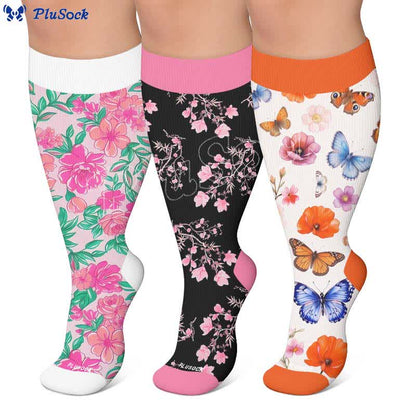 Chaussettes de compression à imprimé floral grande taille - image 0