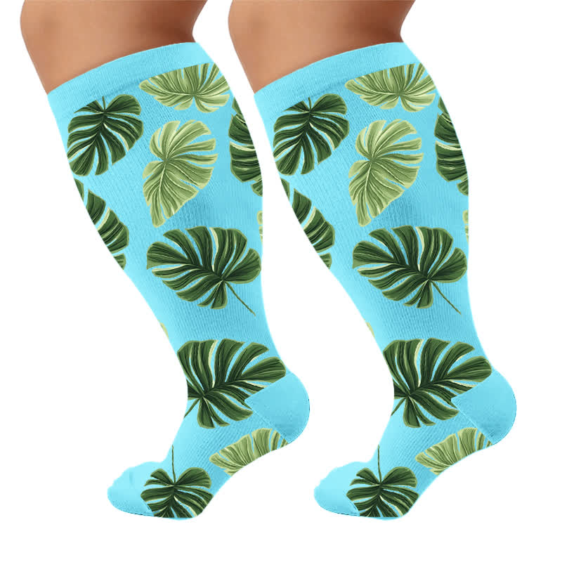 Chaussettes de compression botaniques grande taille - Bleu (1 paire) - 4XL - image 8