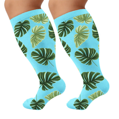 Chaussettes de compression botaniques grande taille - Bleu (1 paire) - 4XL - image 8