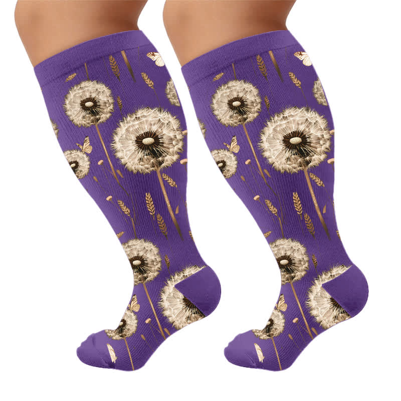 Chaussettes de compression botaniques grande taille - Violet (1 paire) - 4XL - image 9