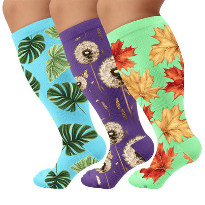 Chaussettes de compression botaniques grande taille - Multicolore (3 paires) - 4XL - image 4