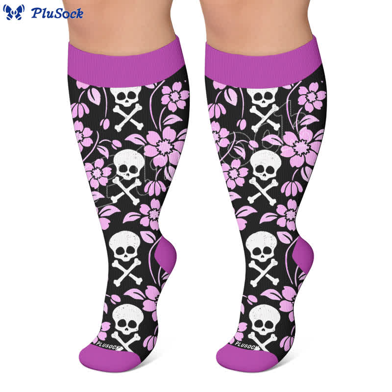 Chaussettes de compression noires à tête de mort grande taille - image 7