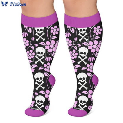Chaussettes de compression noires à tête de mort grande taille - image 7
