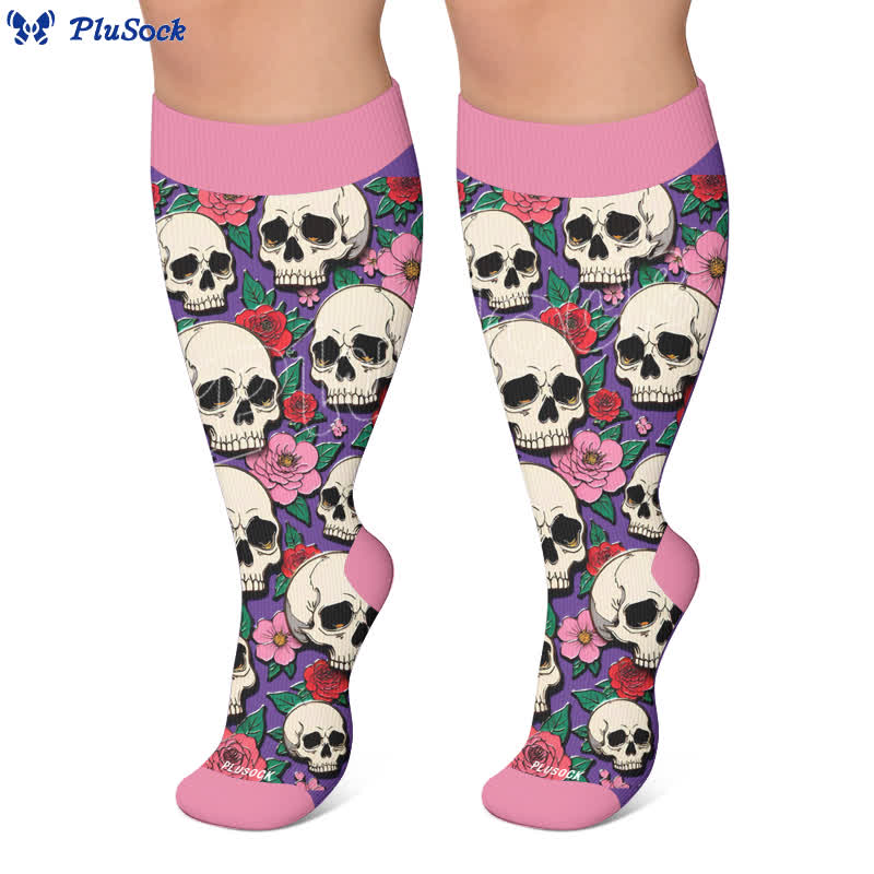 Chaussettes de compression noires à tête de mort grande taille - image 6