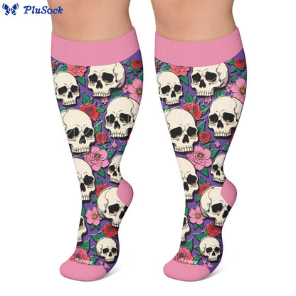 Chaussettes de compression noires à tête de mort grande taille - image 6