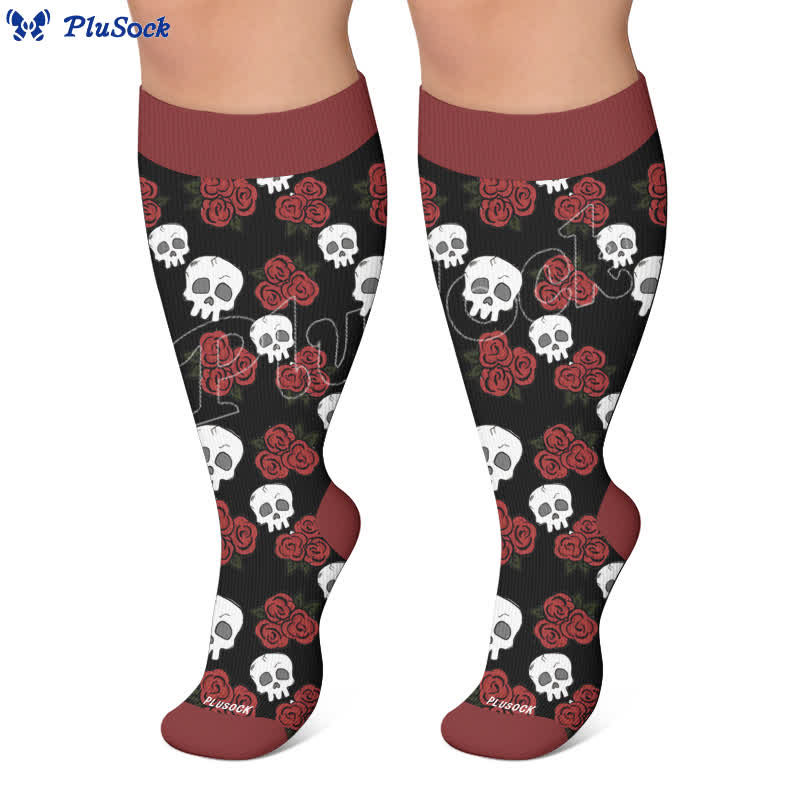Chaussettes de compression noires à tête de mort grande taille - image 5
