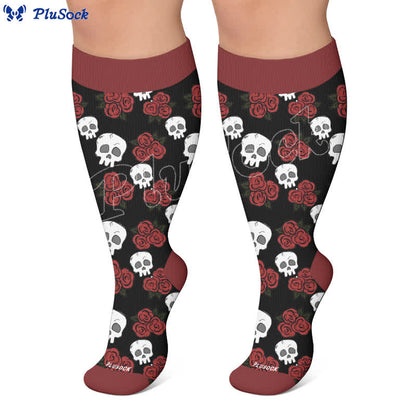 Chaussettes de compression noires à tête de mort grande taille - image 5