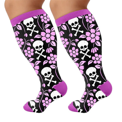Chaussettes de compression noires à tête de mort grande taille - Violet (1 paire) - 4XL - image 10