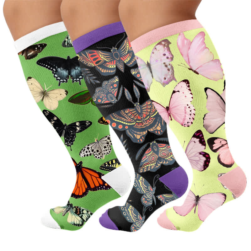 Chaussettes de compression Dark Butterfly grandes tailles - Multicolore (3 paires) - 4XL - image 4