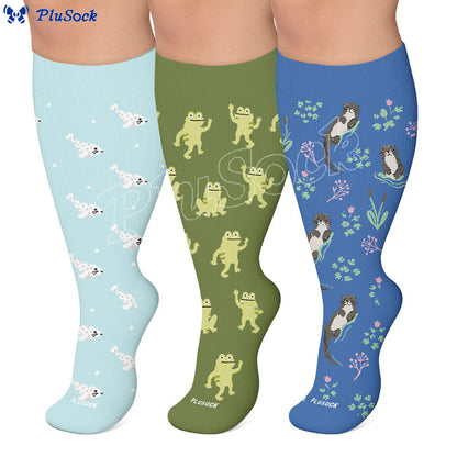 Chaussettes de compression grandes tailles Phoque Loutre Grenouille - image 0