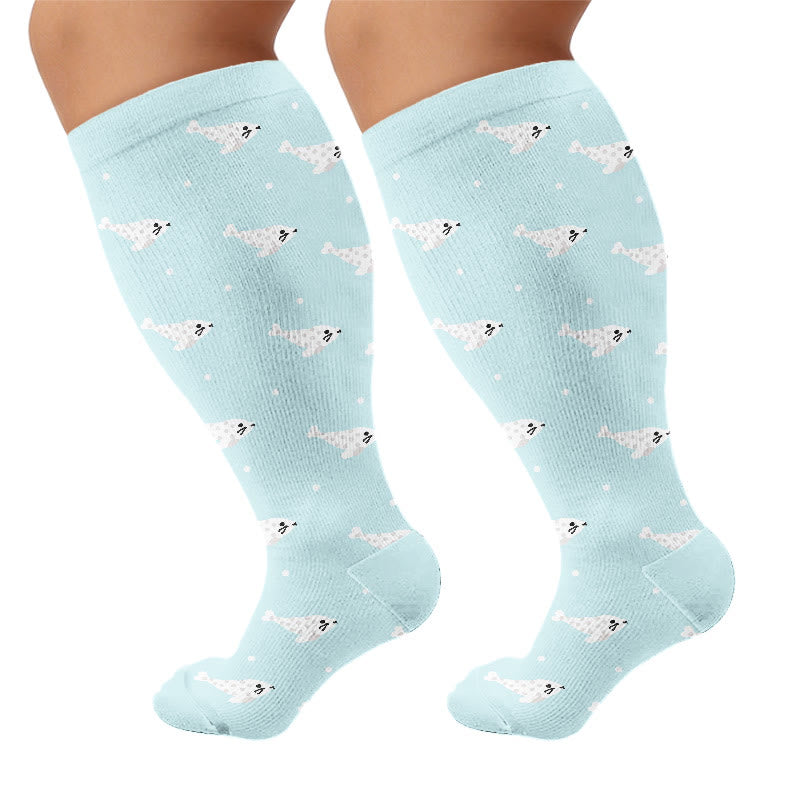 Chaussettes de compression grandes tailles Phoque Loutre Grenouille - Bleu (1 paire) - 4XL - image 8