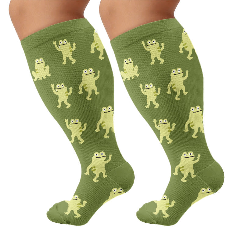 Chaussettes de compression grandes tailles Phoque Loutre Grenouille - Vert (1 paire) - 4XL - image 9