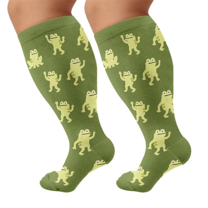 Chaussettes de compression grandes tailles Phoque Loutre Grenouille - Vert (1 paire) - 4XL - image 9