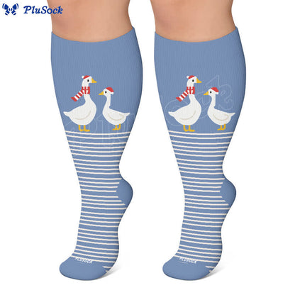 Chaussettes de compression grandes tailles à rayures animales - image 5