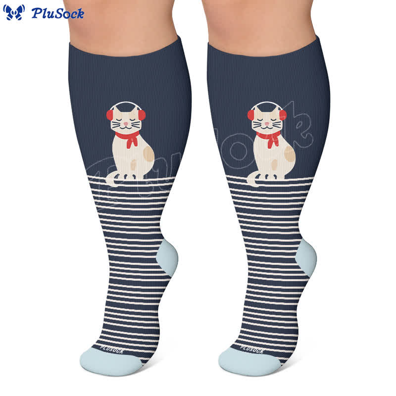 Chaussettes de compression grandes tailles à rayures animales - image 7