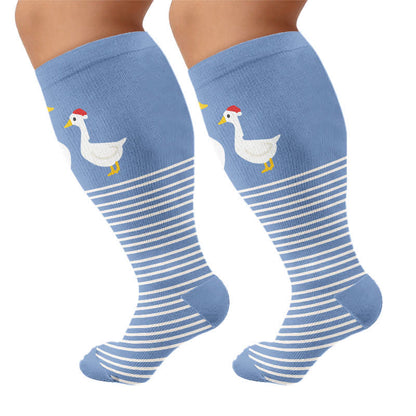 Chaussettes de compression grandes tailles à rayures animales - Bleu (1 paire) - 4XL - image 8