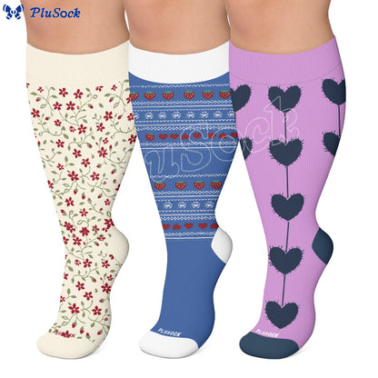 Chaussettes de compression à motif floral Nordic Heart grandes tailles - image 0