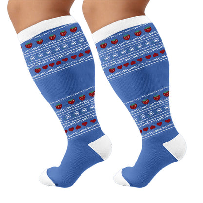 Chaussettes de compression à motif floral Nordic Heart grandes tailles - Bleu (1 paire) - 4XL - image 6