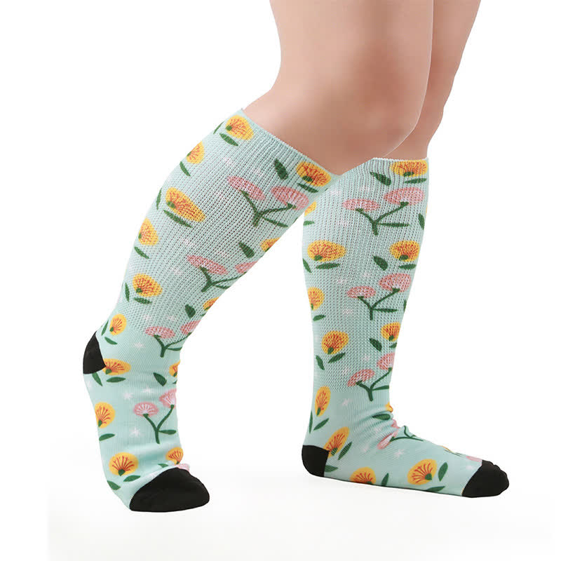 Chaussettes hautes fleuries grandes tailles - image 9