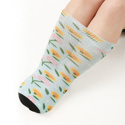 Chaussettes hautes fleuries grandes tailles - image 1