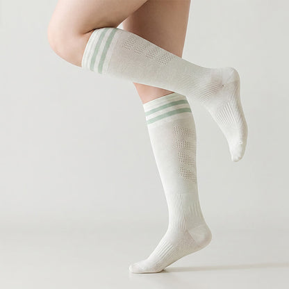 Chaussettes de compression à rayures en maille (2 paires) - Vert clair - UE36-39 (US3-6) - image 1