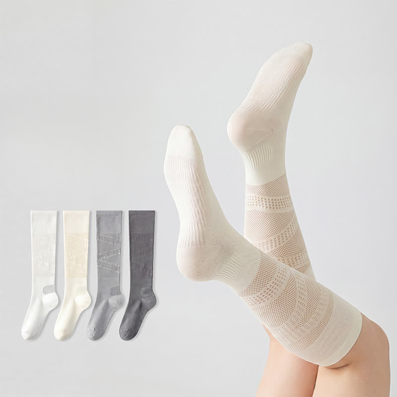Chaussettes de compression à rayures en maille (2 paires) - image 0