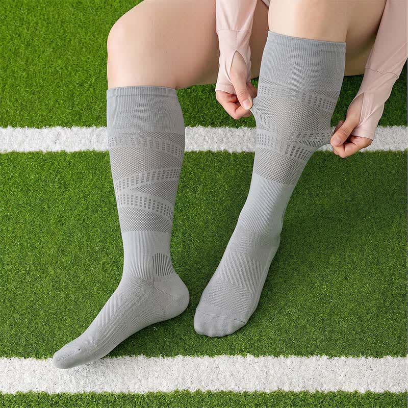 Chaussettes de compression à rayures en maille (2 paires) - Gris clair - UE36-39 (US3-6) - image 6