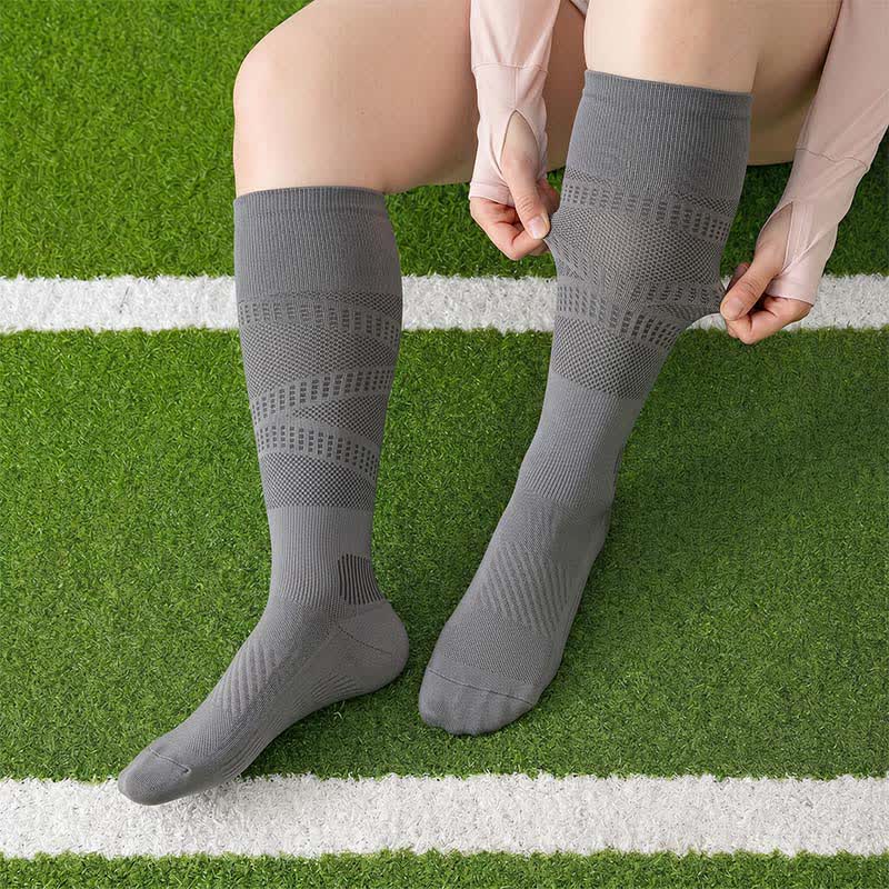 Chaussettes de compression à rayures en maille (2 paires) - Gris foncé - UE36-39 (US3-6) - image 7