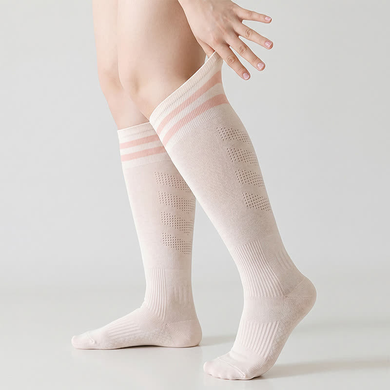 Chaussettes de compression à rayures en maille (2 paires) - Rose - UE36-39 (US3-6) - image 2