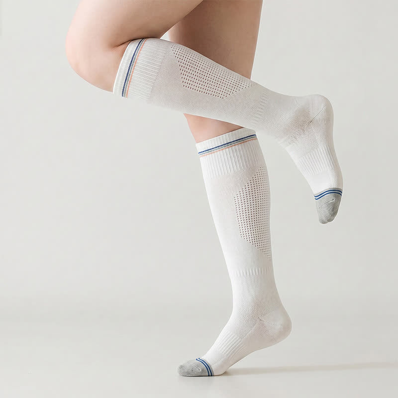 Chaussettes de compression sport rayées, 1 paire - Blanc-D - UE36-39 (US3-6) - image 3