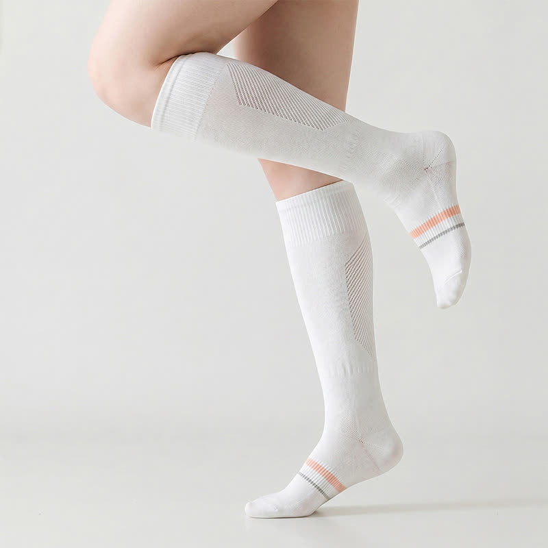 Chaussettes de compression sport rayées, 1 paire - Blanc-C - UE36-39 (US3-6) - image 2