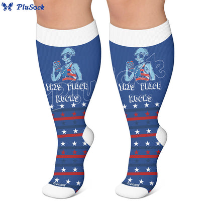 Chaussettes de compression grandes tailles à rayures feux d'artifice - image 6