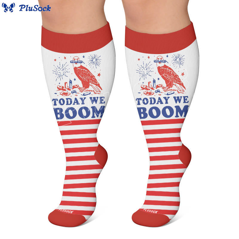 Chaussettes de compression grandes tailles à rayures feux d'artifice - image 7
