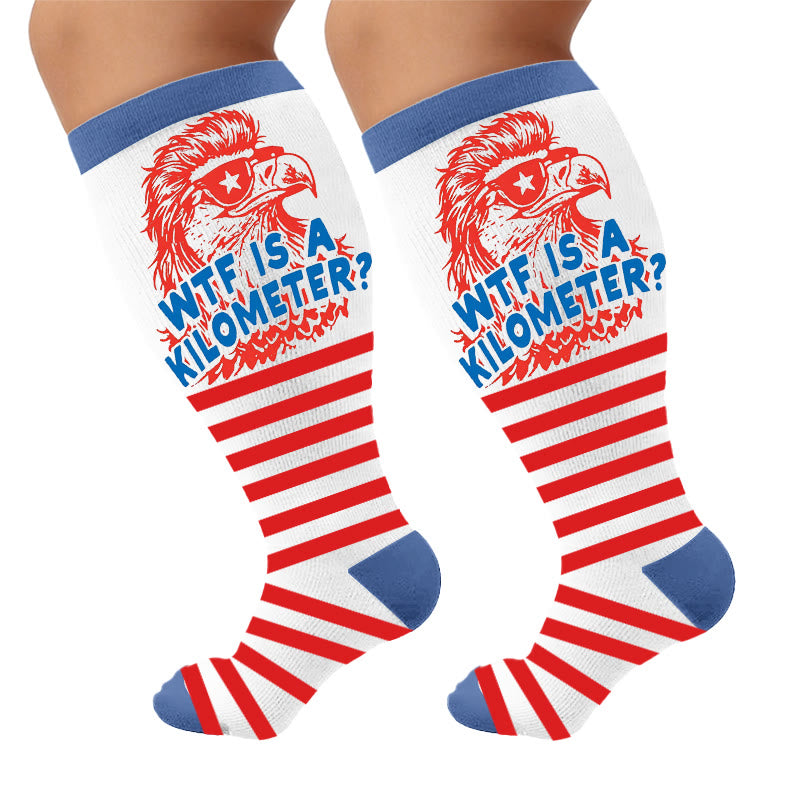 Chaussettes de compression grandes tailles à rayures feux d'artifice - Blanc (1 paire) - 4XL - image 8
