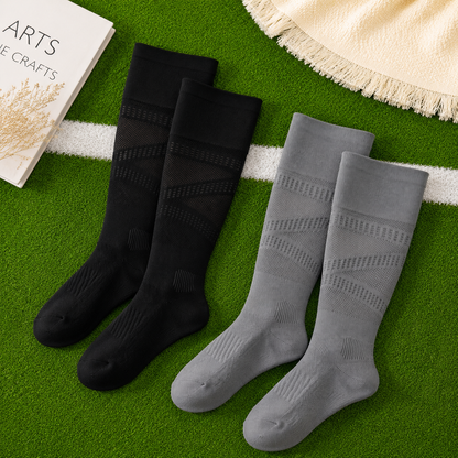 Chaussettes de compression à rayures en maille (2 paires) - Noir + Gris foncé - UE36-39 (US3-6) - image 10
