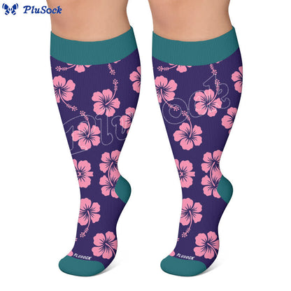 Chaussettes de compression grandes tailles à fleurs éclatantes - image 6