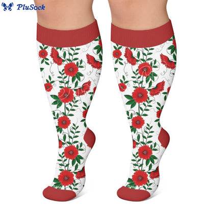 Chaussettes de compression grandes tailles à fleurs éclatantes - image 7
